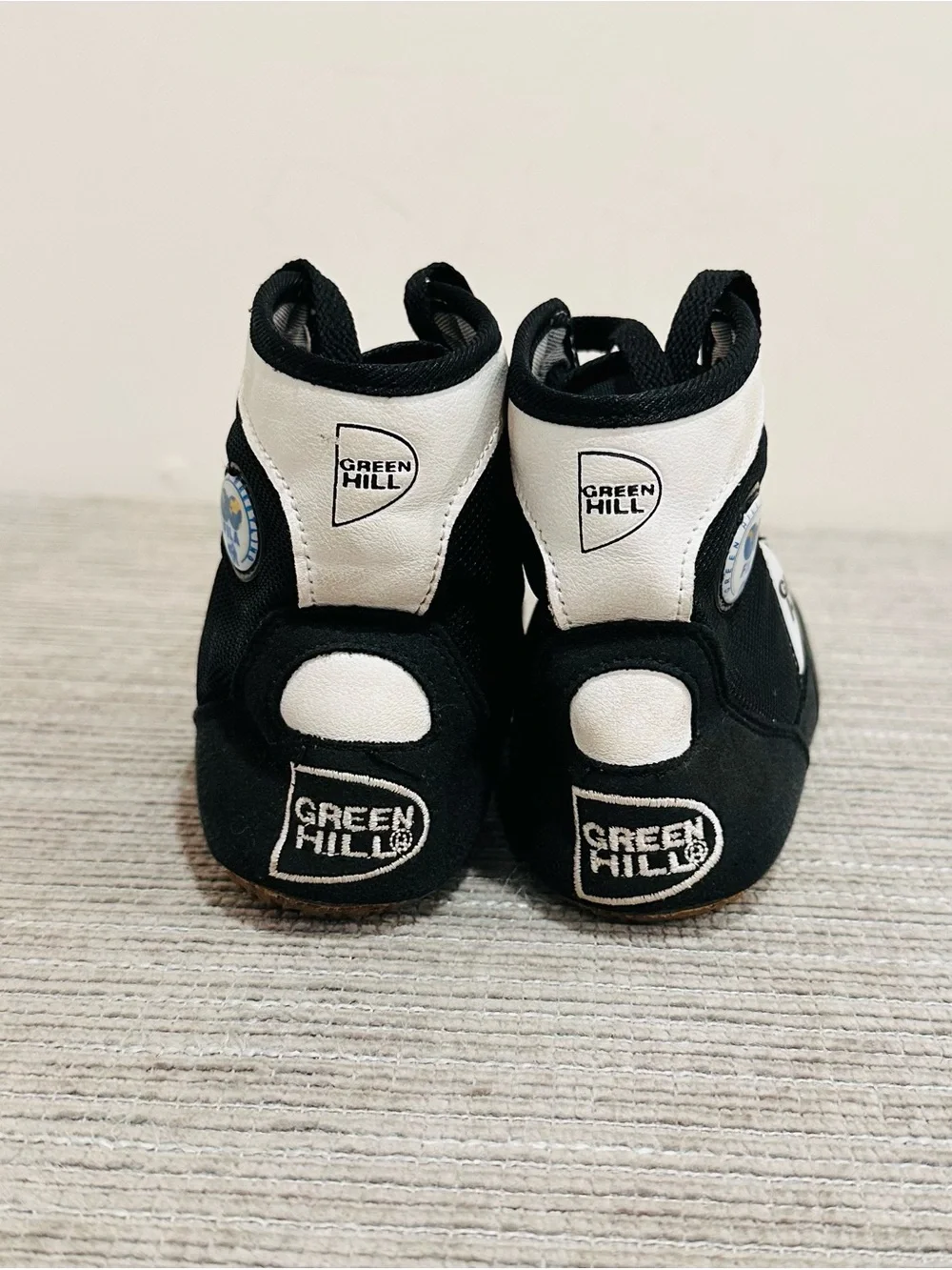 Green Hill Wrestling Shoes Black White High Top Sambo MMA Boots EUR 34 US 4.5